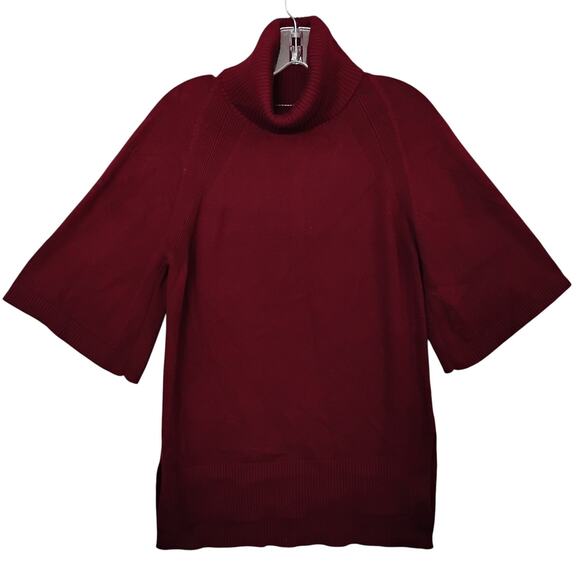Per Se by Carlisle Fine Knit Top Size XS Burgundy Turtleneck Short Wide Sleeves - Picture 4 of 8